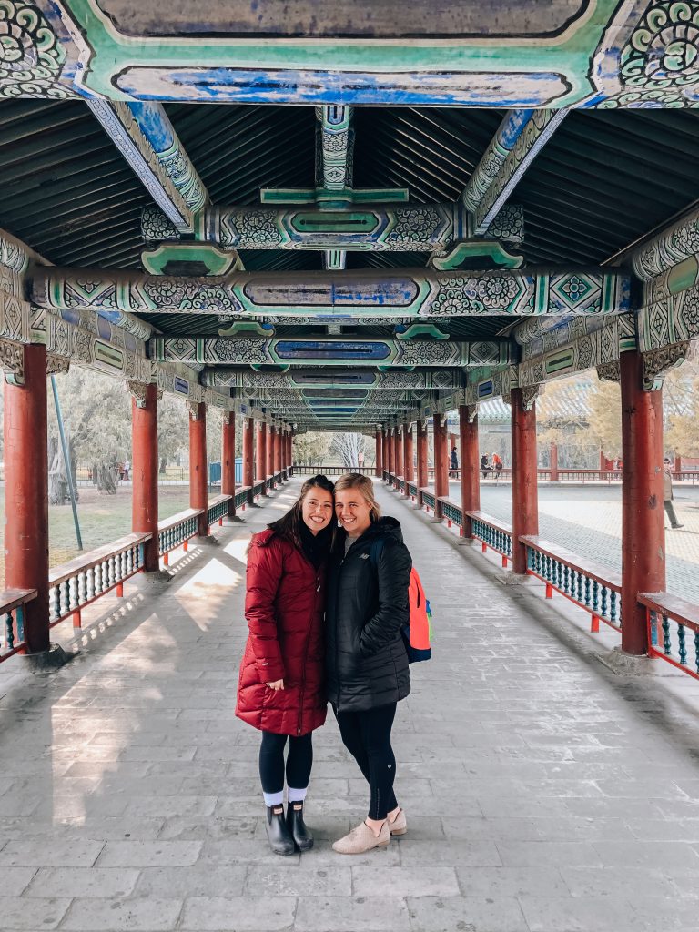 two girls at the Temple of Heaven in China