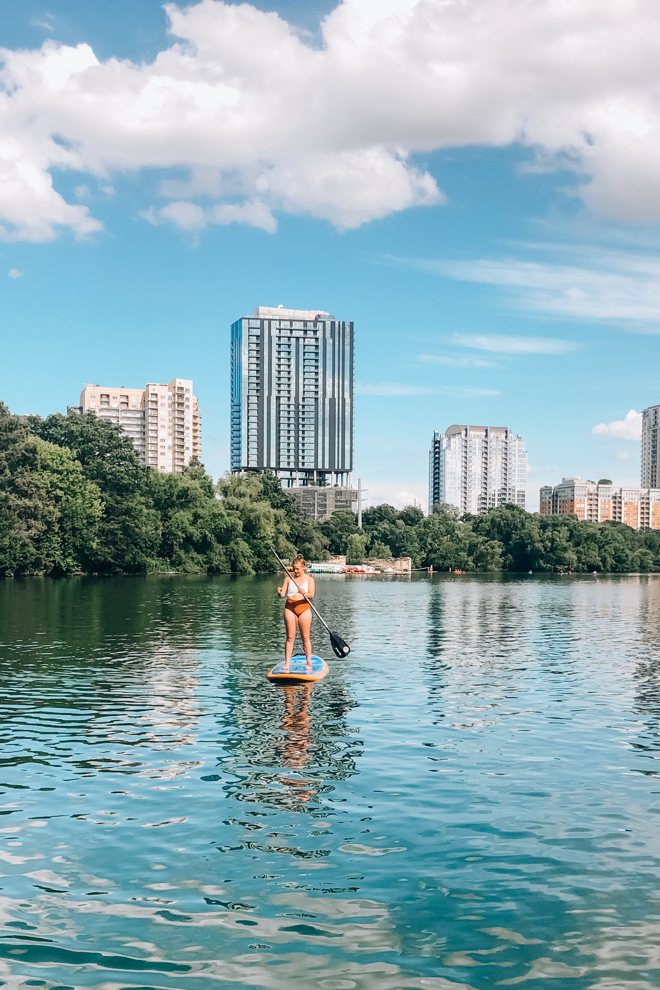 Paddle boarding on the Colorado River in Austin, Texas