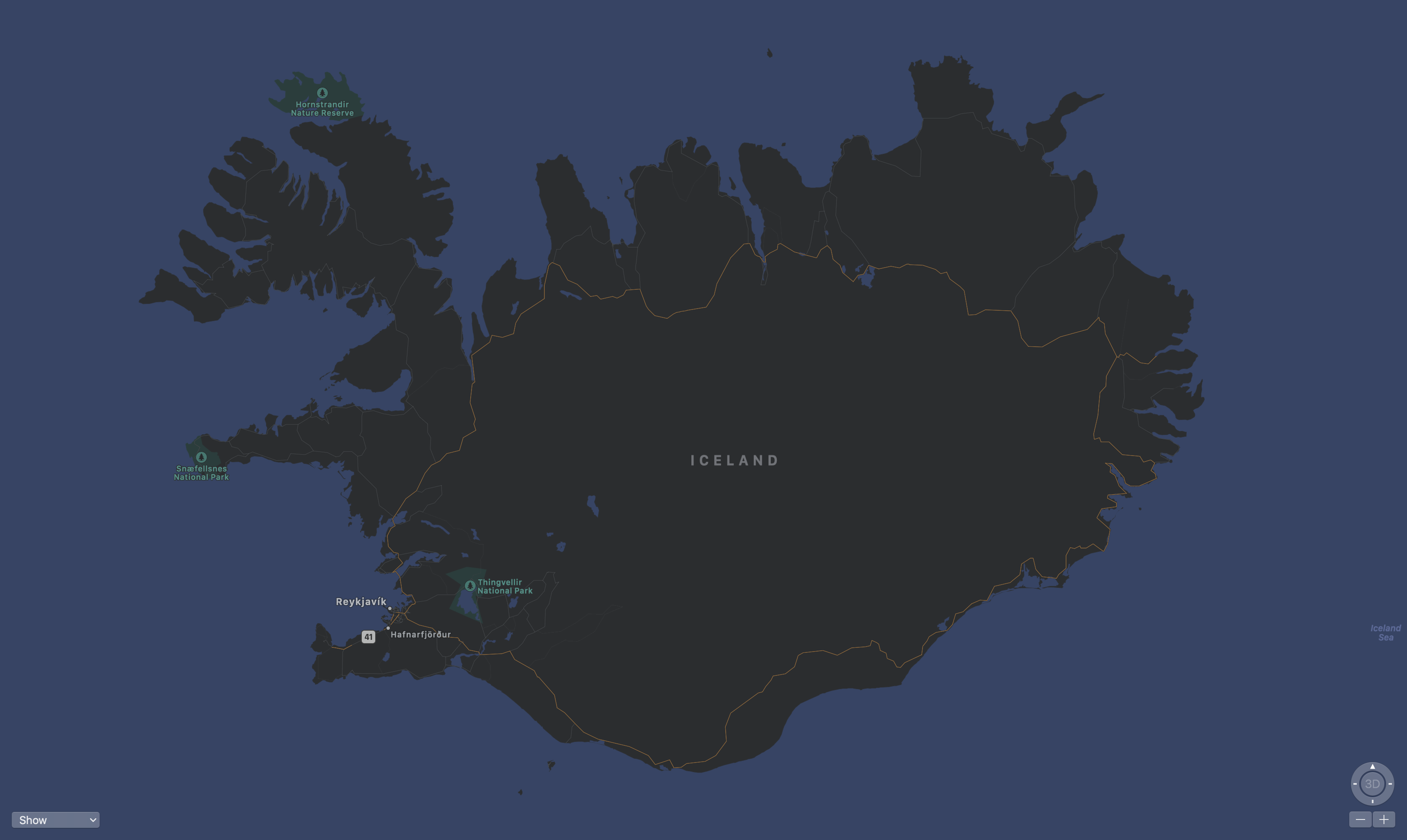 map screen shot of Iceland
